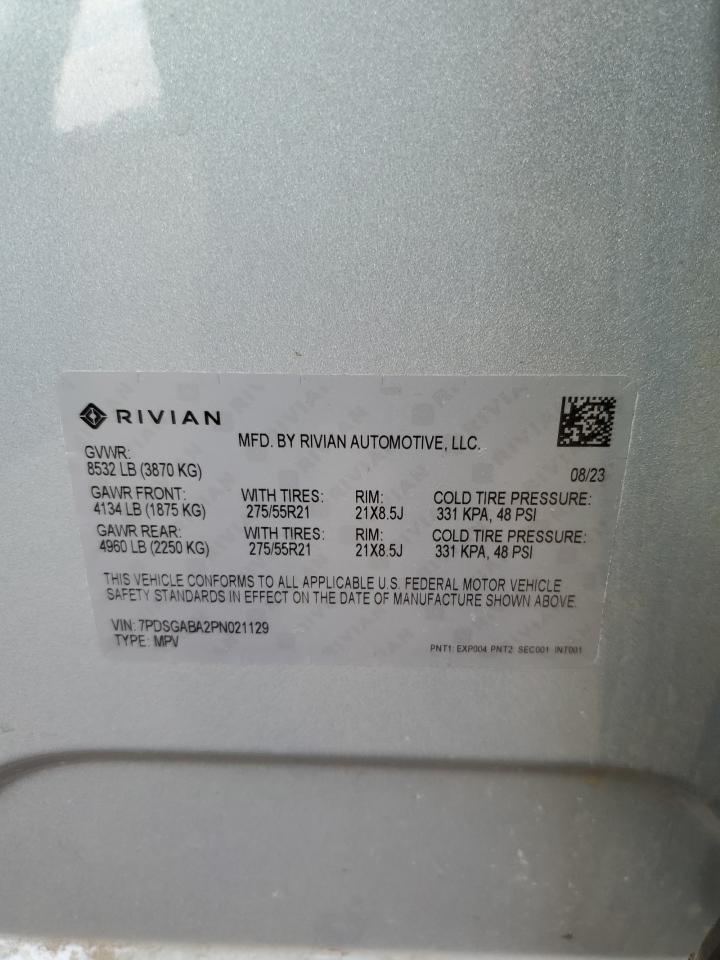 2023 RIVIAN R1S ADVENTURE VIN:7PDSGABA2PN021129