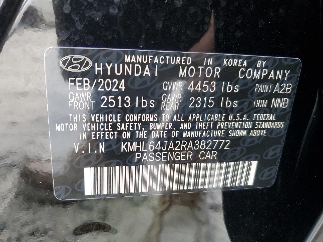 2024 HYUNDAI SONATA SEL VIN:KMHL64JA2RA382772