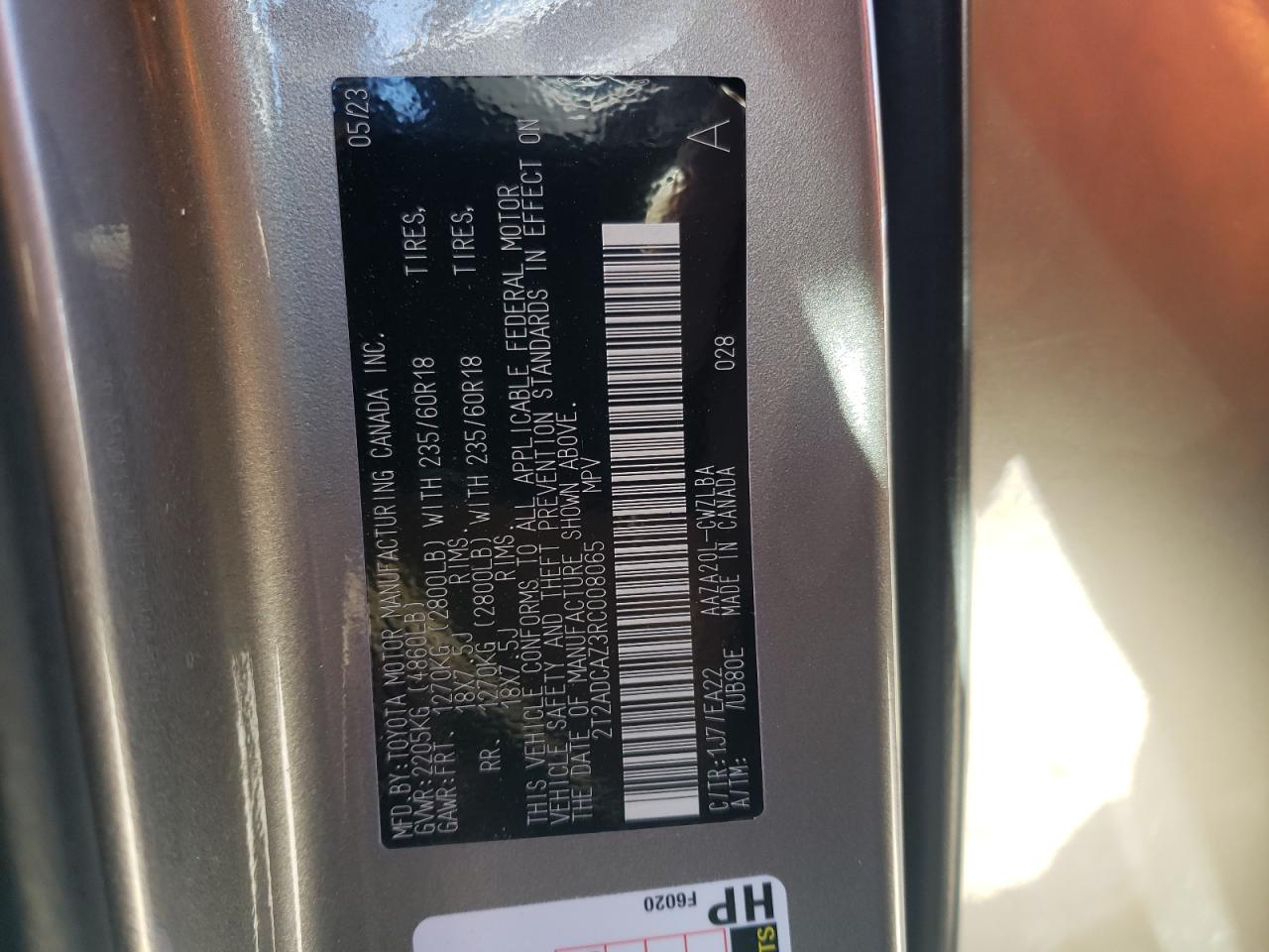 2024 LEXUS NX 250 BASE VIN:2T2ADCAZ3RC008065