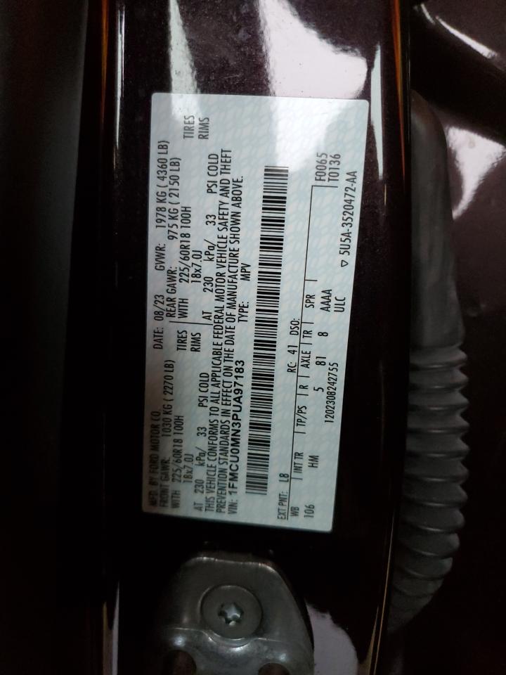 2023 FORD ESCAPE ST LINE VIN:1FMCU0MN3PUA97183