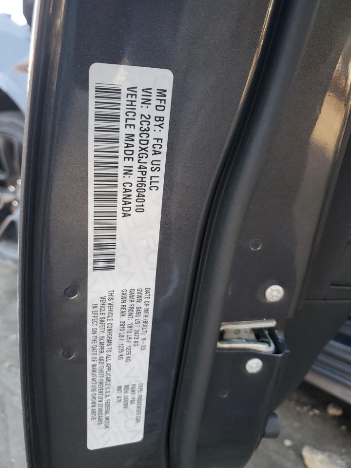 2023 DODGE CHARGER SCAT PACK VIN:2C3CDXGJ4PH604010