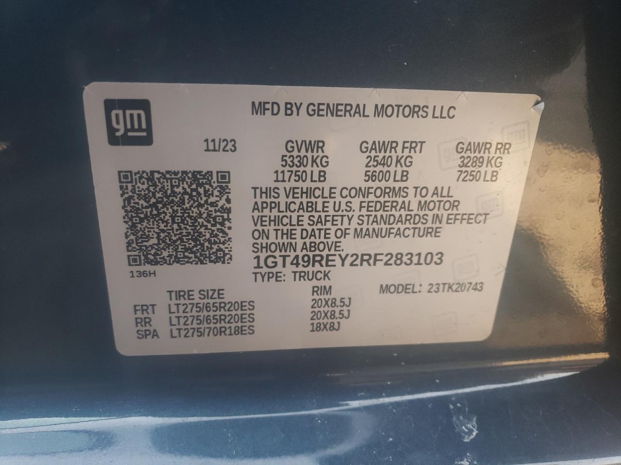 2024 GMC SIERRA K2500 DENALI VIN:1GT49REY2RF283103