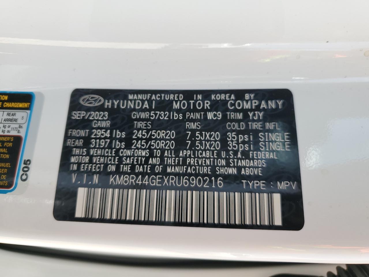 2024 HYUNDAI PALISADE SEL PREMIUM VIN:KM8R44GEXRU690216