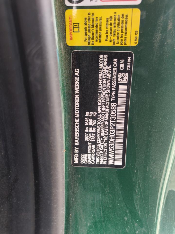 2023 MINI COOPER S VIN:WMW53DH03P2T30588