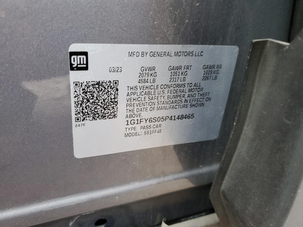 2023 CHEVROLET BOLT EUV LT VIN:1G1FY6S05P4148465