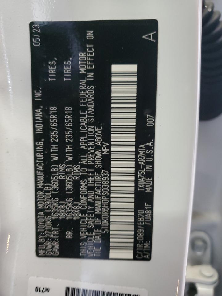 2023 TOYOTA HIGHLANDER L VIN:5TDKDRBH0PS038937