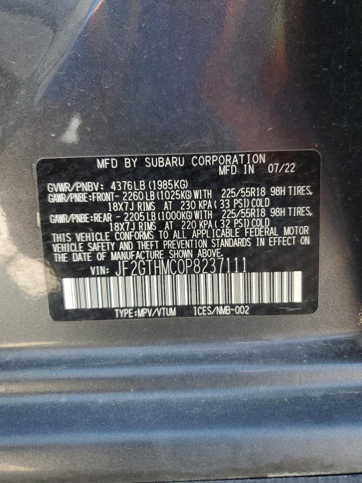 2023 SUBARU CROSSTREK LIMITED VIN:JF2GTHMC0P8237111