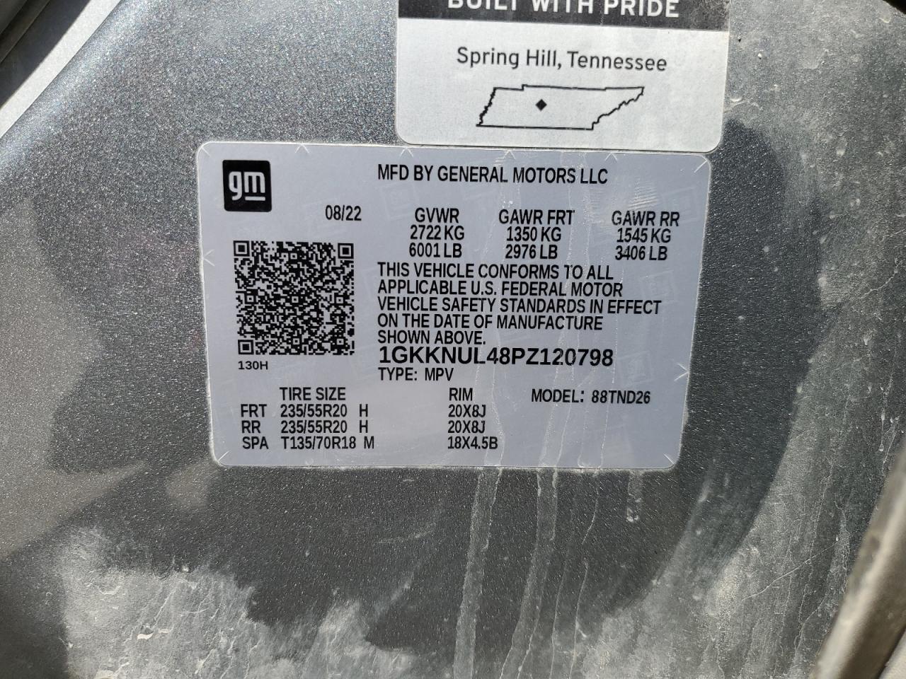 2023 GMC ACADIA SLT VIN:1GKKNUL48PZ120798