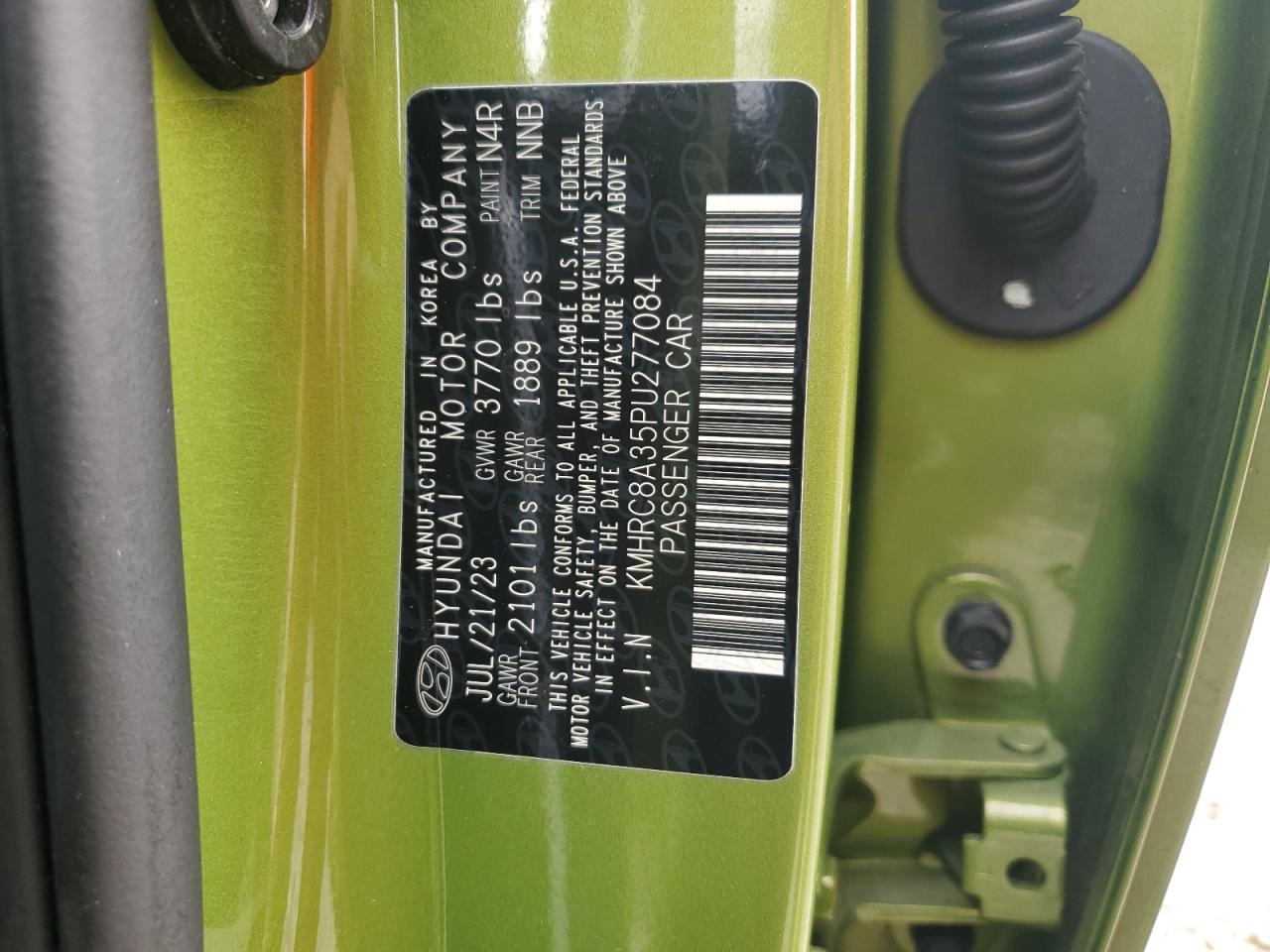 2023 HYUNDAI VENUE SEL VIN:KMHRC8A35PU277084