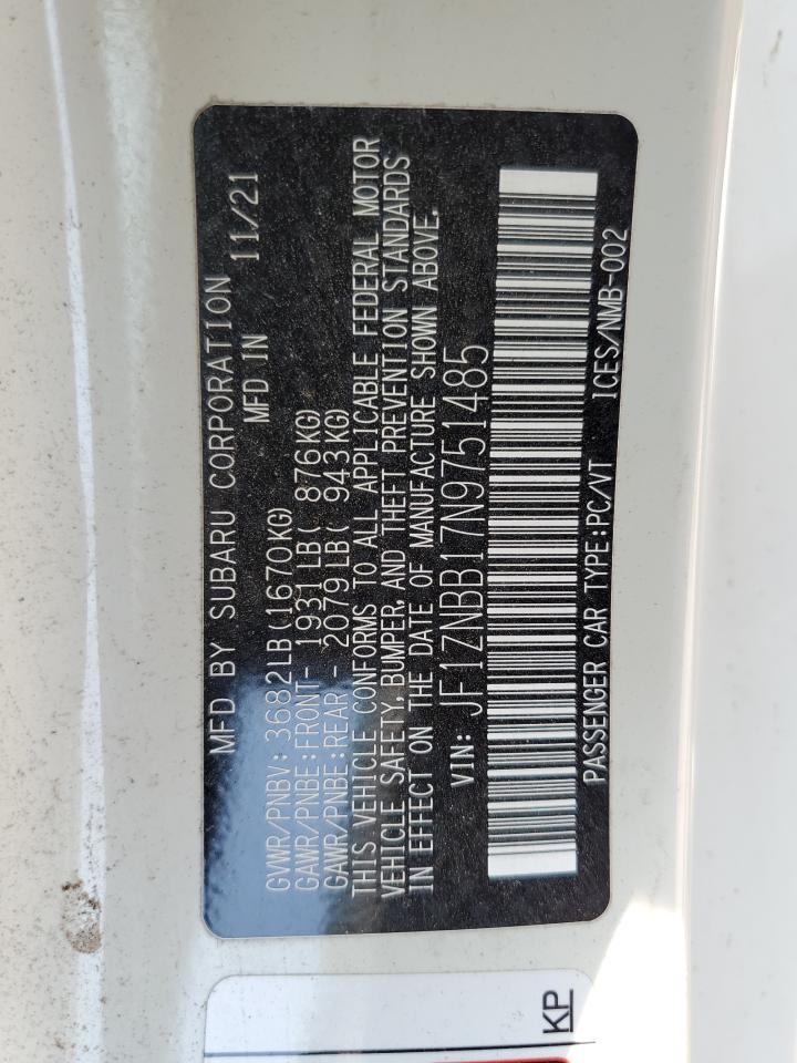 2022 TOYOTA GR 86  VIN:JF1ZNBB17N9751485