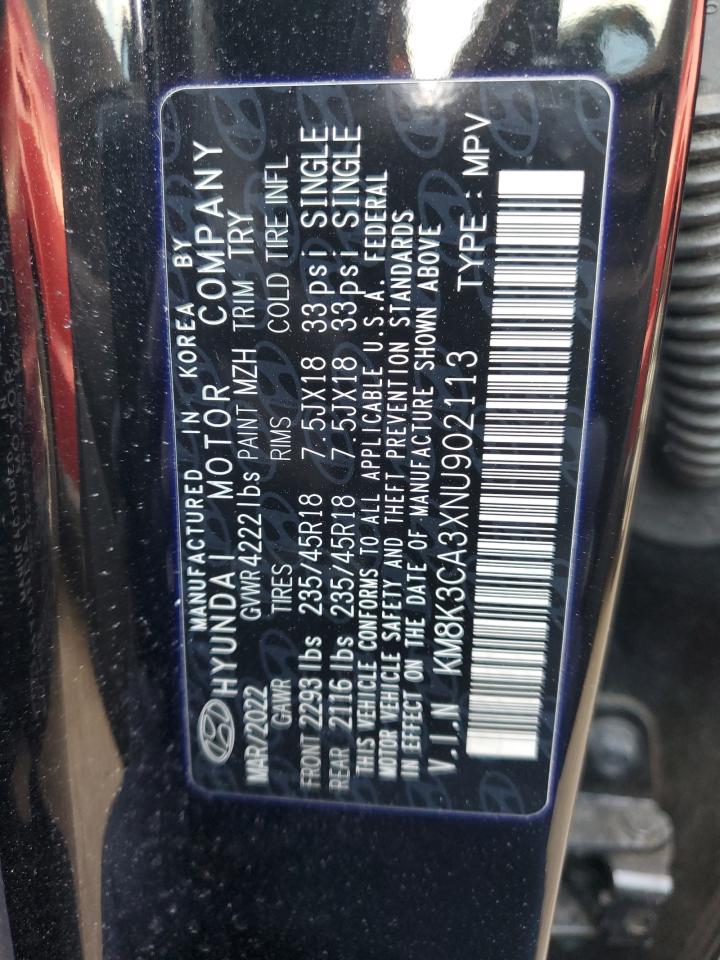 2022 HYUNDAI KONA N LINE VIN:KM8K3CA3XNU902113