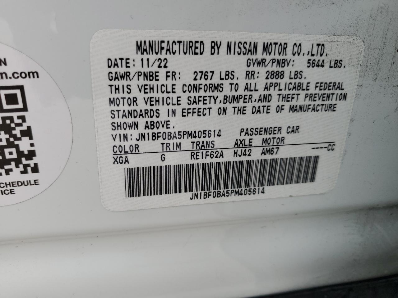 2023 NISSAN ARIYA EVOLVE+ VIN:JN1BF0BA5PM405614