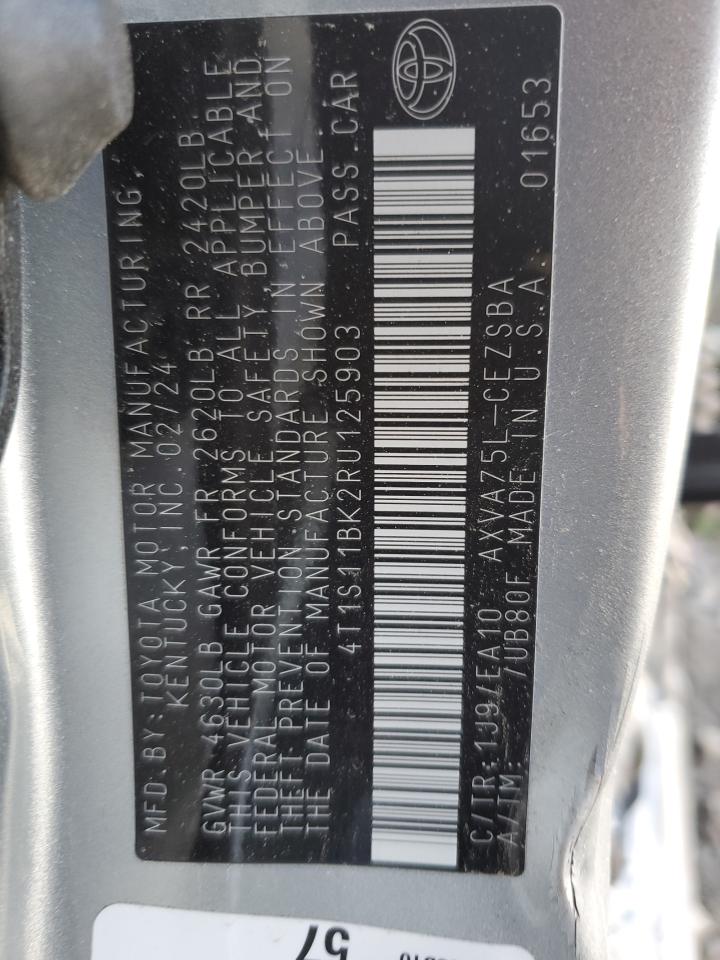2024 TOYOTA CAMRY SE NIGHT SHADE VIN:4T1S11BK2RU125903
