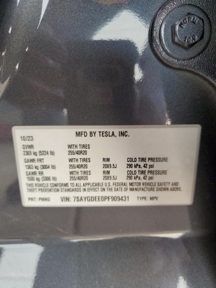 2023 TESLA MODEL Y  VIN:7SAYGDEE0PF909431