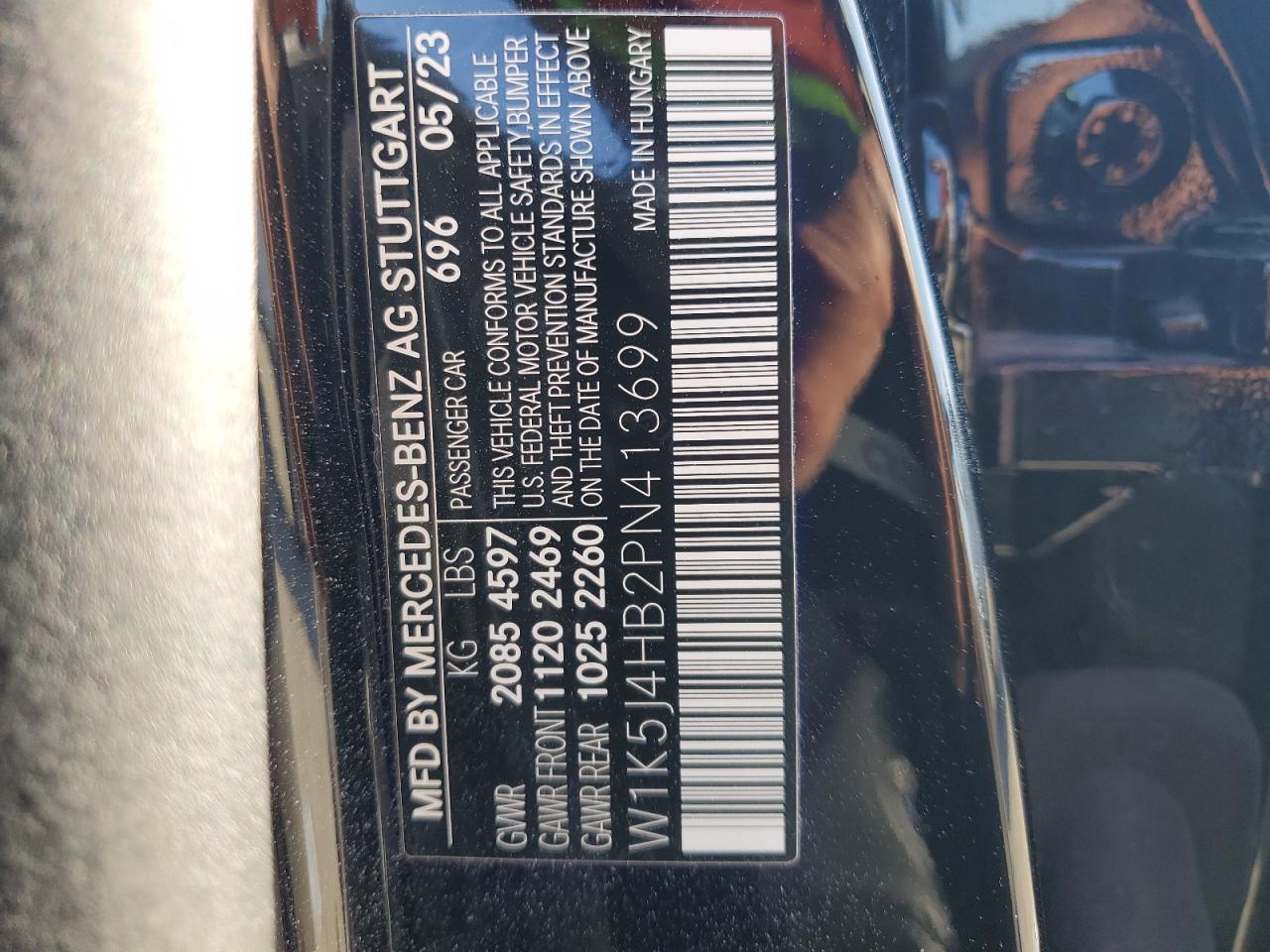 2023 MERCEDES-BENZ CLA 250 4MATIC VIN:W1K5J4HB2PN413699