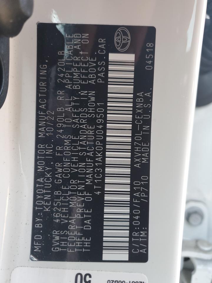 2023 TOYOTA CAMRY LE VIN:4T1C31AK0PU049501
