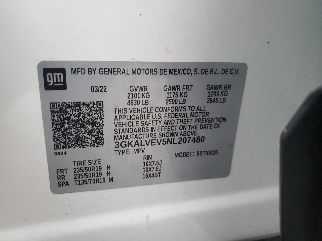 2022 GMC TERRAIN SLT VIN:3GKALVEV5NL207480