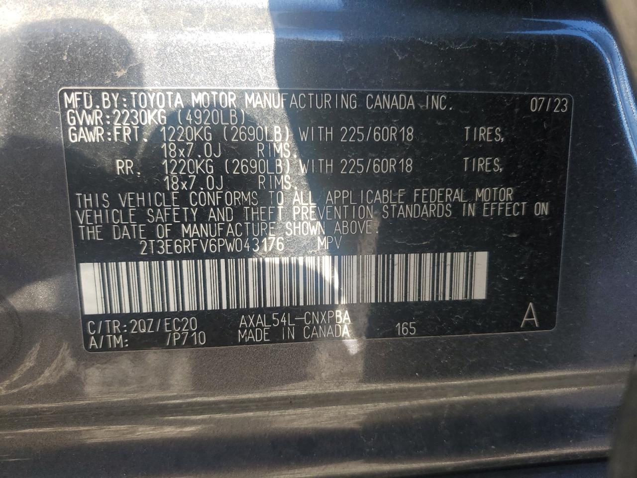 2023 TOYOTA RAV4 XSE VIN:5FNRL5H49CB078480