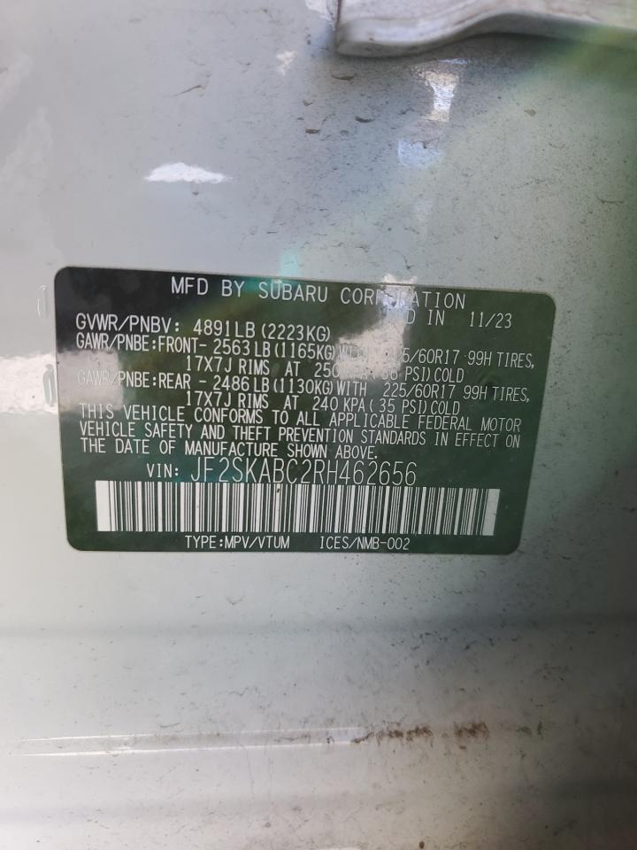 2024 SUBARU FORESTER  VIN:JF2SKABC2RH462656