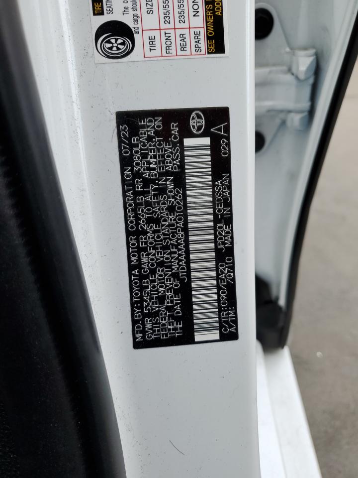 2023 TOYOTA MIRAI XLE VIN:JTDAAAAA8PA010262