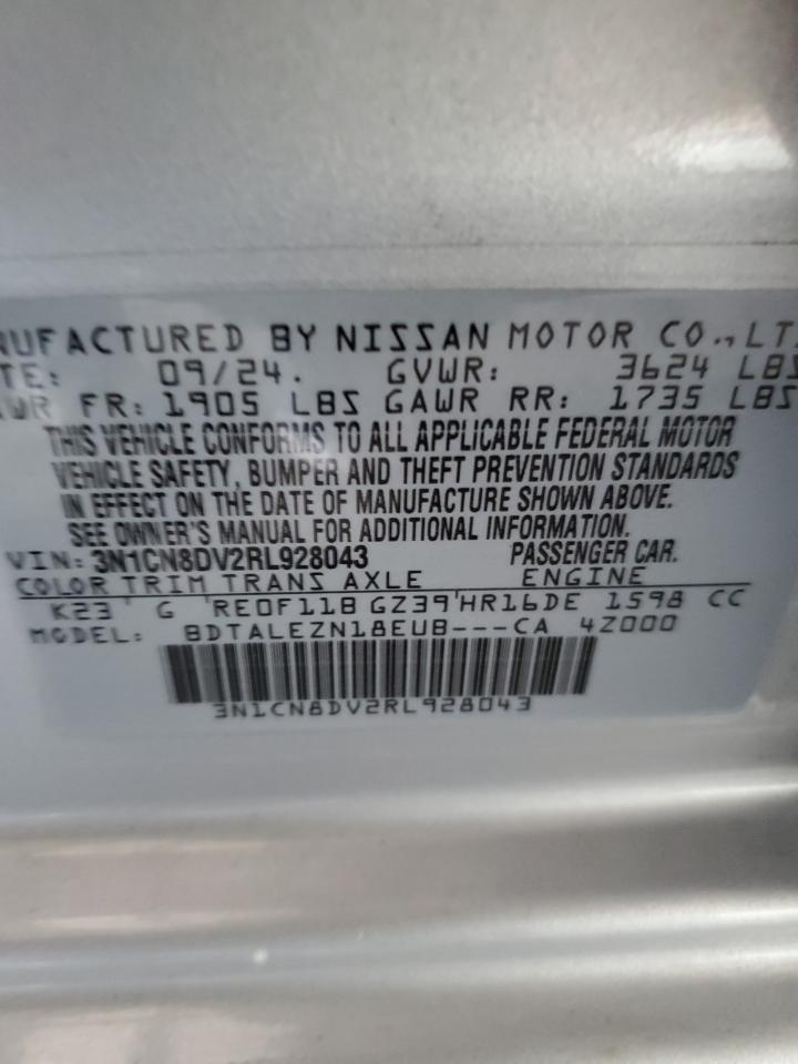 2024 NISSAN VERSA S VIN:3N1CN8DV2RL928043