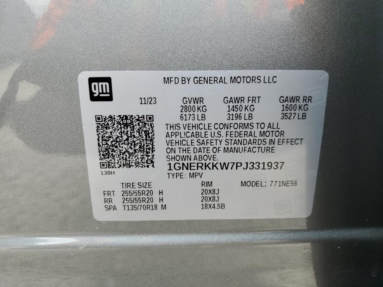 2023 CHEVROLET TRAVERSE PREMIER VIN:1GNERKKW7PJ331937