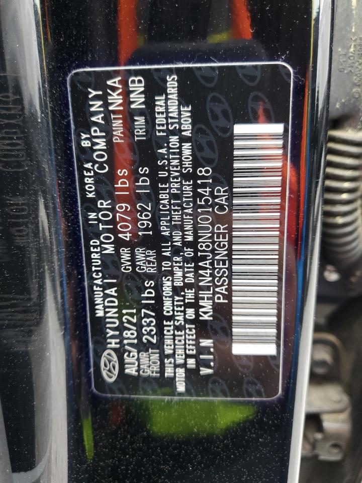 2022 HYUNDAI ELANTRA LIMITED VIN:KMHLN4AJ8NU015418