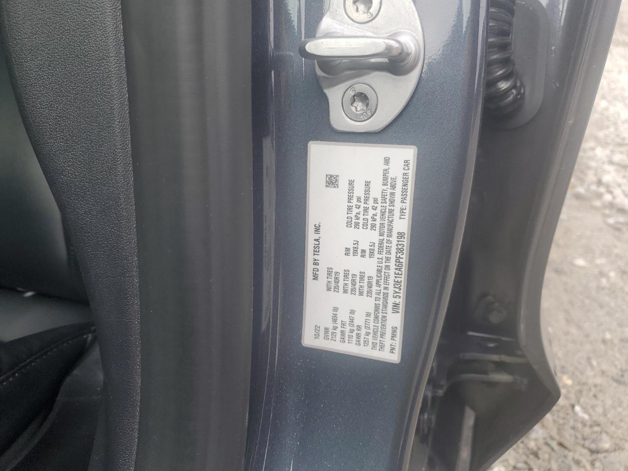 2023 TESLA MODEL 3  VIN:5YJ3E1EA6PF383198