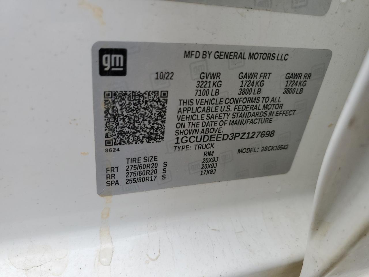 2023 CHEVROLET SILVERADO K1500 RST VIN:1GCUDEED3PZ127698