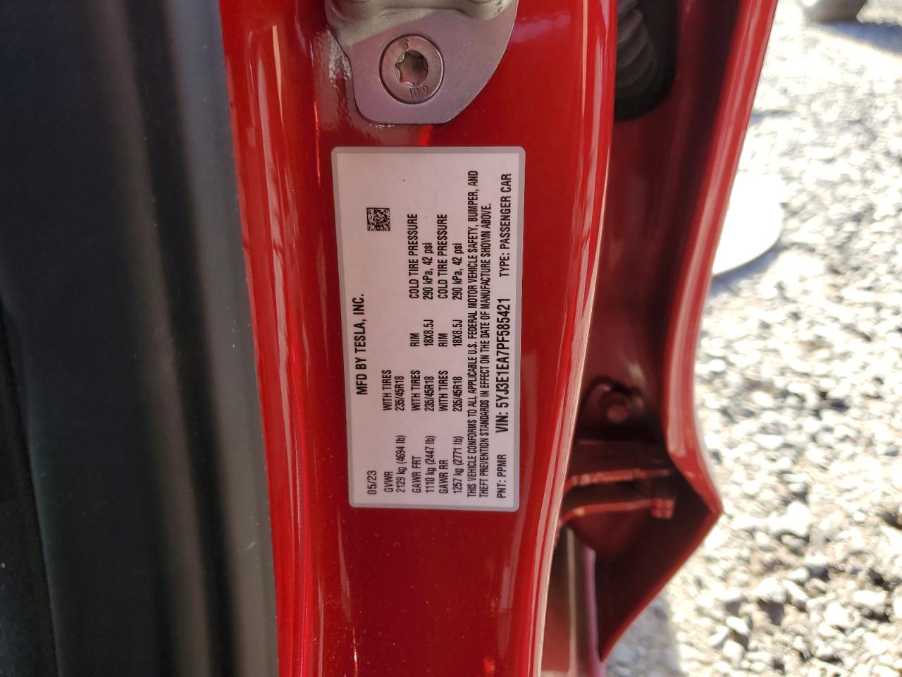 2023 TESLA MODEL 3  VIN:5YJ3E1EA7PF585421