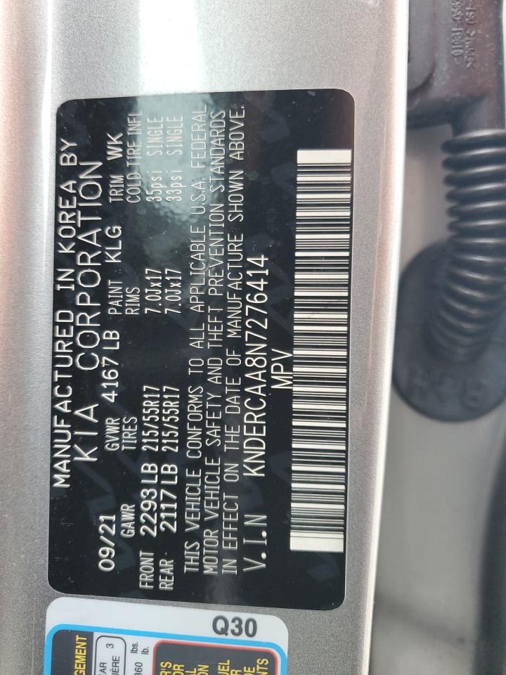 2022 KIA SELTOS EX VIN:KNDERCAA8N7276414