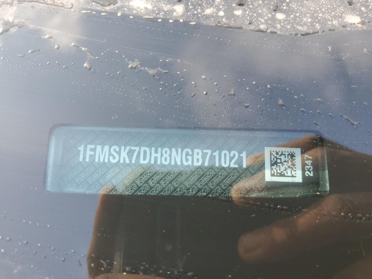 2022 FORD EXPLORER XLT VIN:1FMSK7DH8NGB71021