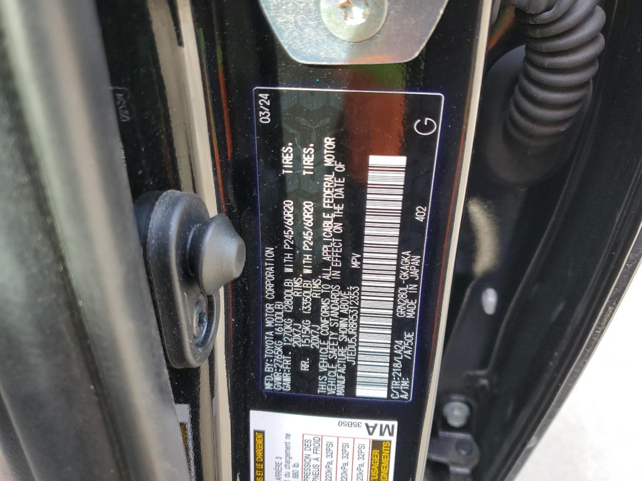 2024 TOYOTA 4RUNNER LIMITED VIN:JTEDU5JR8R5312353