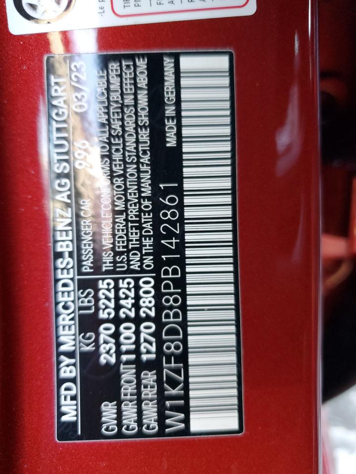 2023 MERCEDES-BENZ E 350 VIN:W1KZF8DB8PB142861