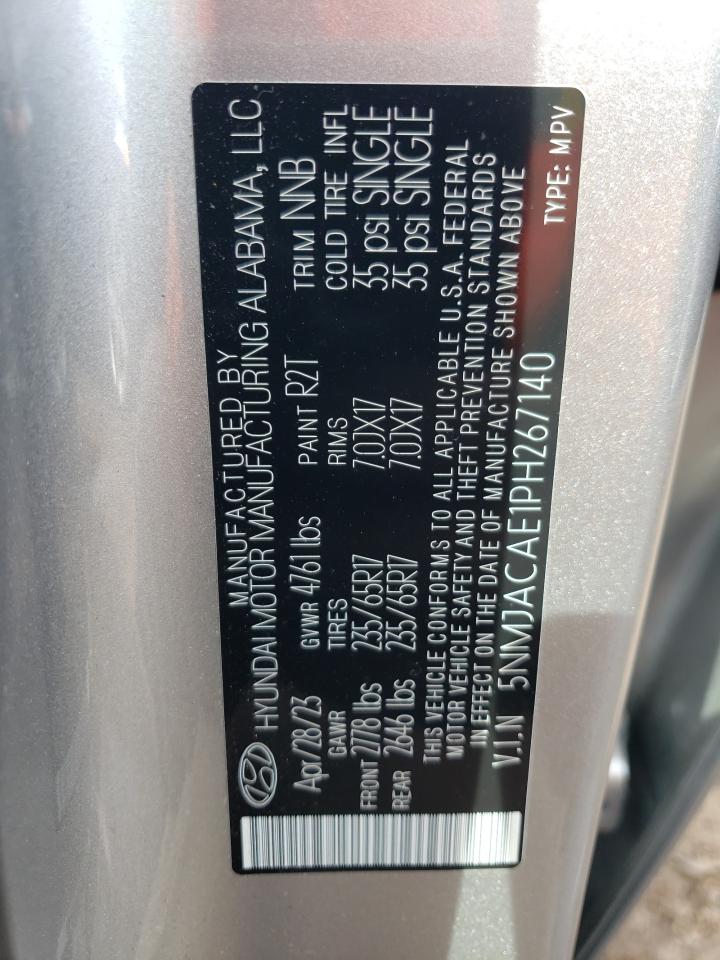 2023 HYUNDAI TUCSON SE VIN:5NMJACAE1PH267140