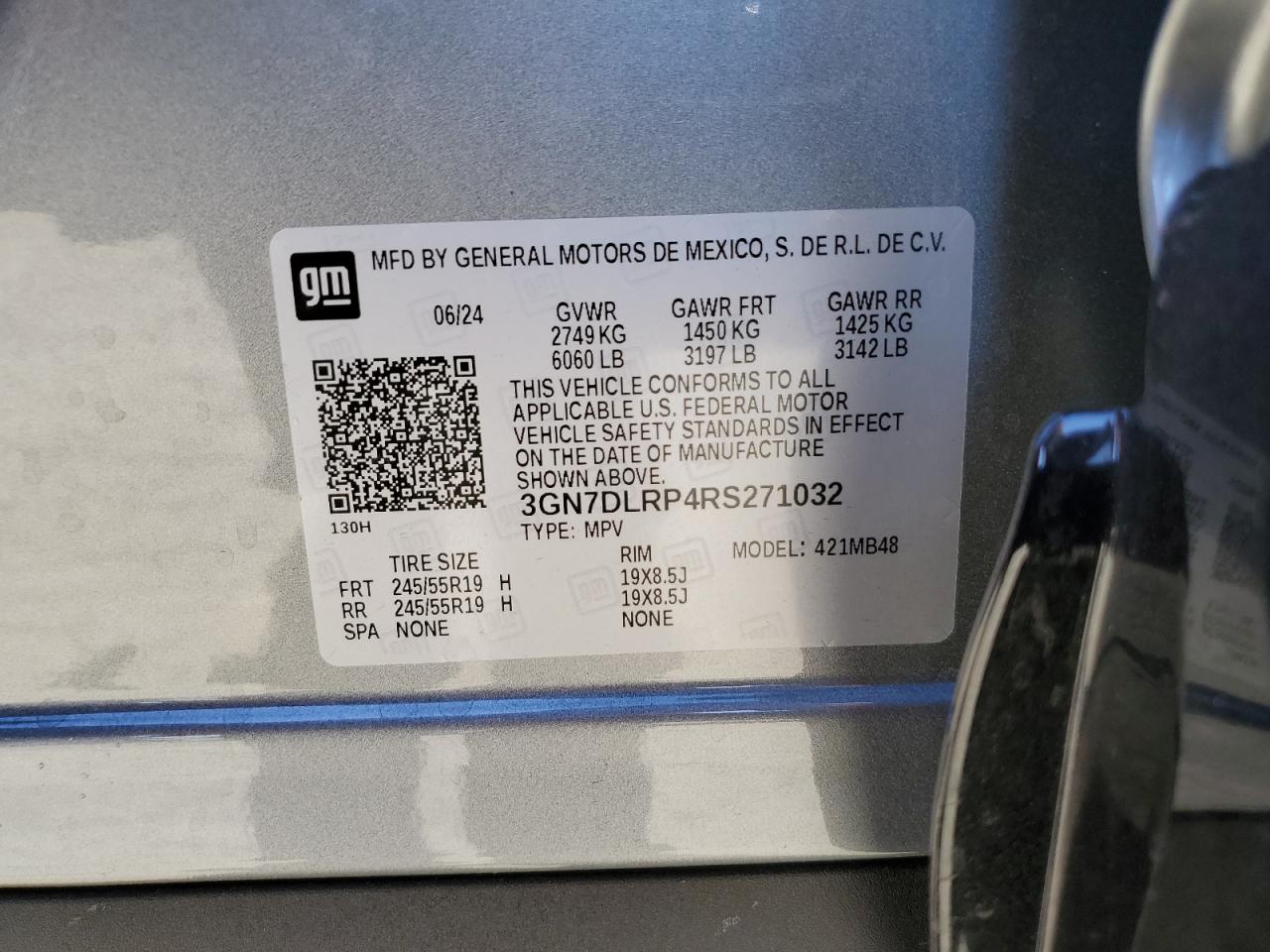 2024 CHEVROLET EQUINOX 2LT VIN:3GN7DLRP4RS271032