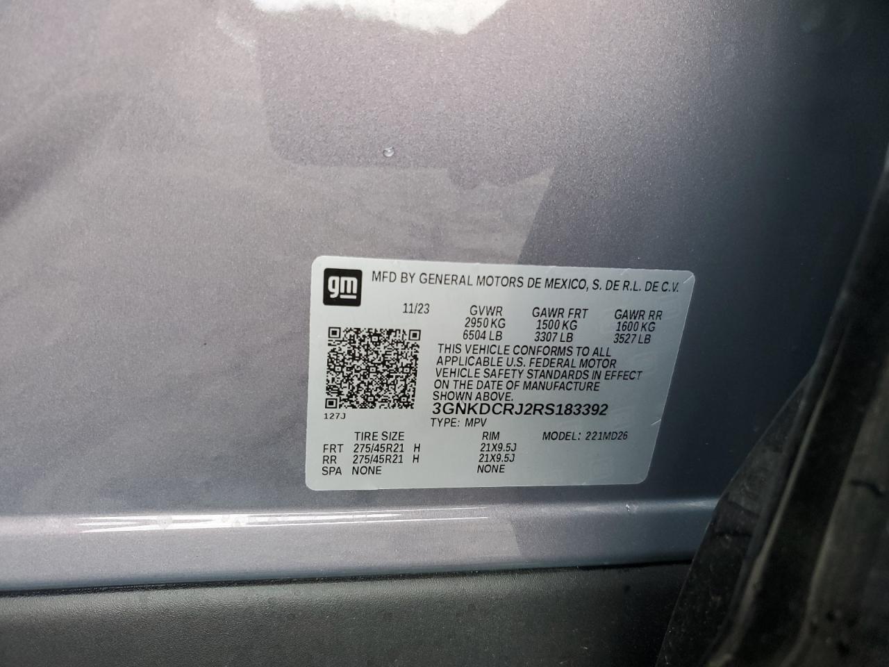 2024 CHEVROLET BLAZER RS VIN:3GNKDCRJ2RS183392