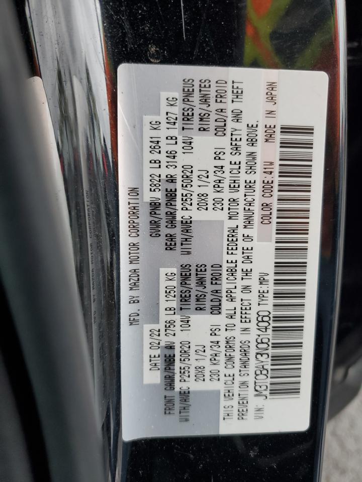 2022 MAZDA CX-9 TOURING PLUS VIN:JM3TCBAY3N0614060