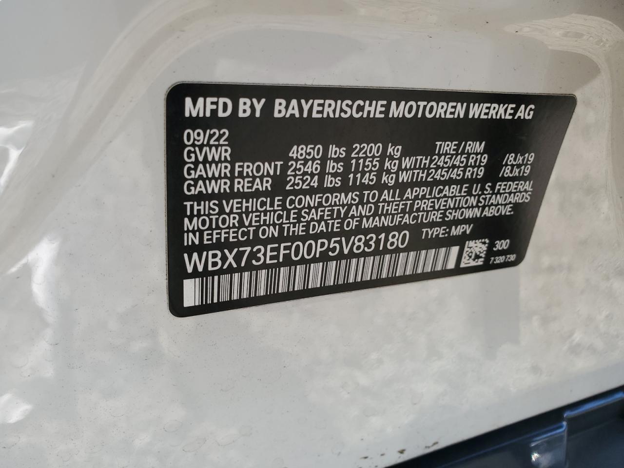 2023 BMW X1 XDRIVE28I VIN:WBX73EF00P5V83180