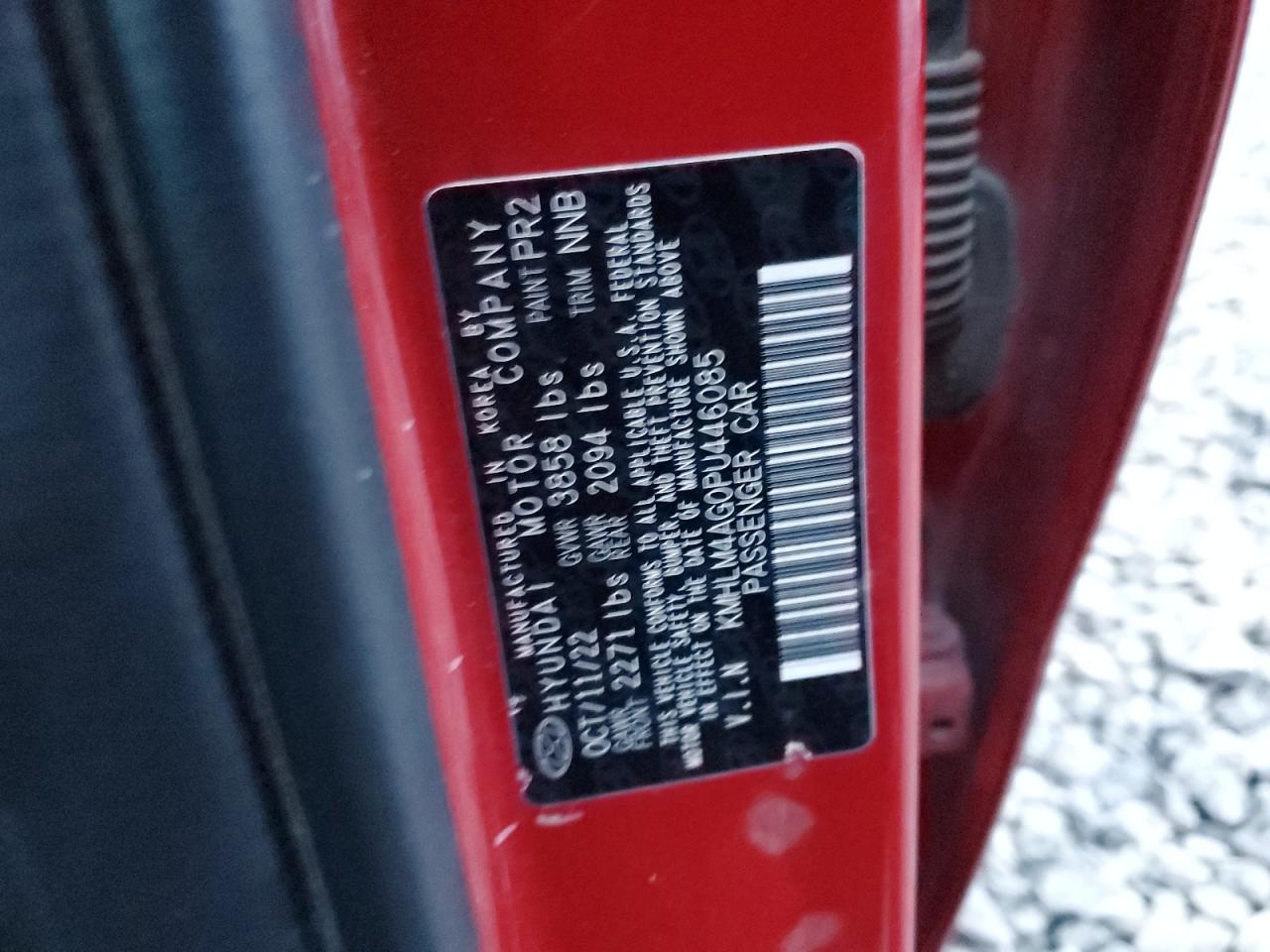 2023 HYUNDAI ELANTRA SEL VIN:KMHLM4AG0PU446085