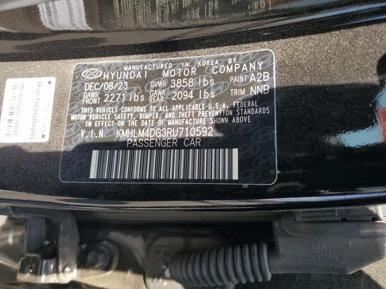 2024 HYUNDAI ELANTRA SEL VIN:KMHLM4DG3RU710592