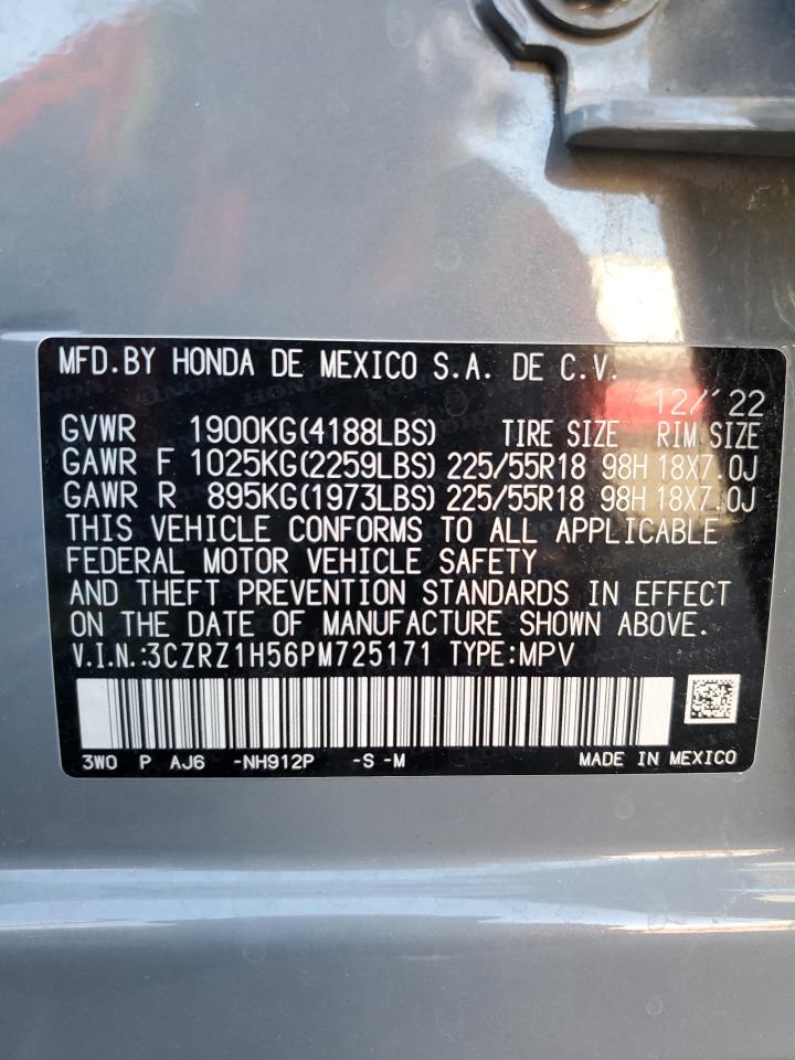 2023 HONDA HR-V SPORT VIN:3CZRZ1H56PM725171