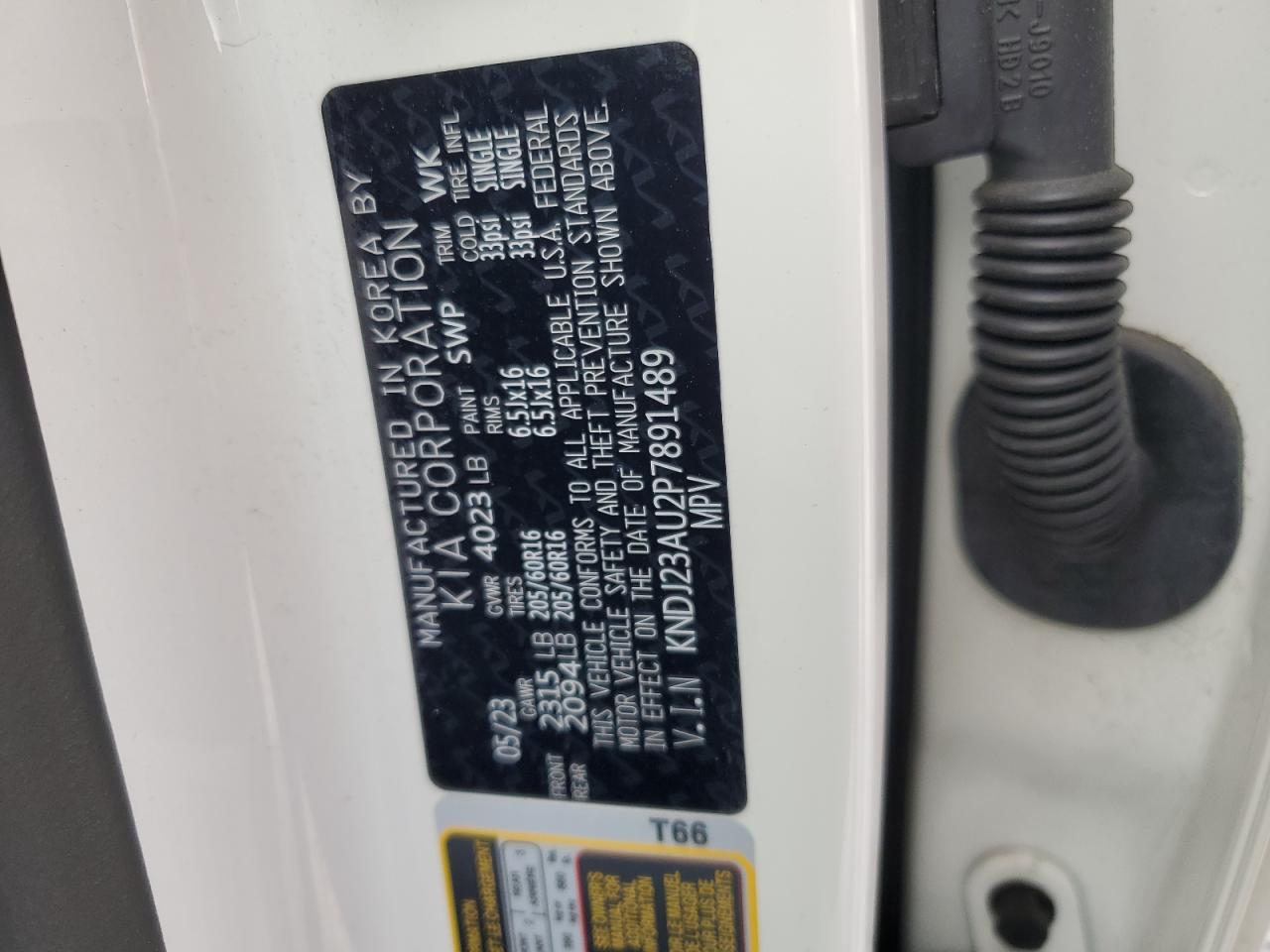 2023 KIA SOUL LX VIN:KNDJ23AU2P7891489