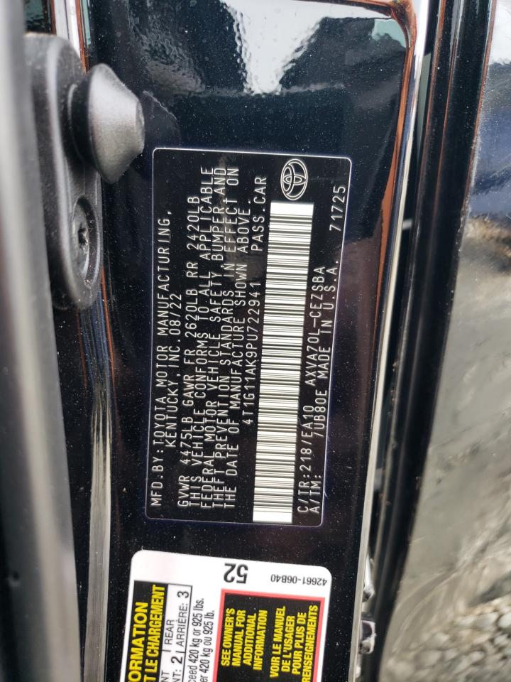 2023 TOYOTA CAMRY SE NIGHT SHADE VIN:4T1G11AK9PU722941