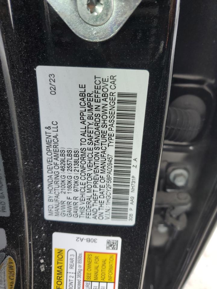 2023 HONDA ACCORD HYBRID SPORT VIN:1HGCY2F58PA009457
