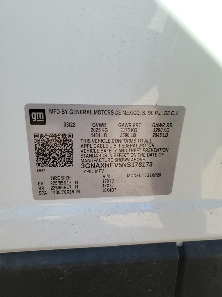 2022 CHEVROLET EQUINOX LS VIN:3GNAXHEV5NS178173