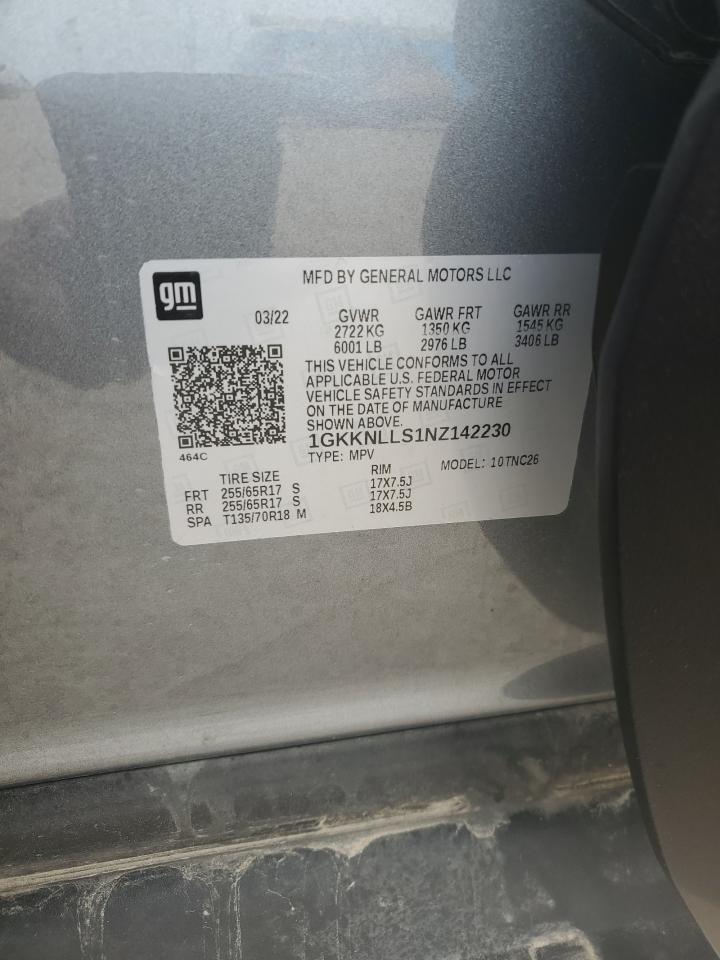 2022 GMC ACADIA AT4 VIN:1GKKNLLS1NZ142230