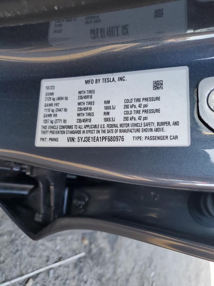 2023 TESLA MODEL 3  VIN:5YJ3E1EA1PF680976