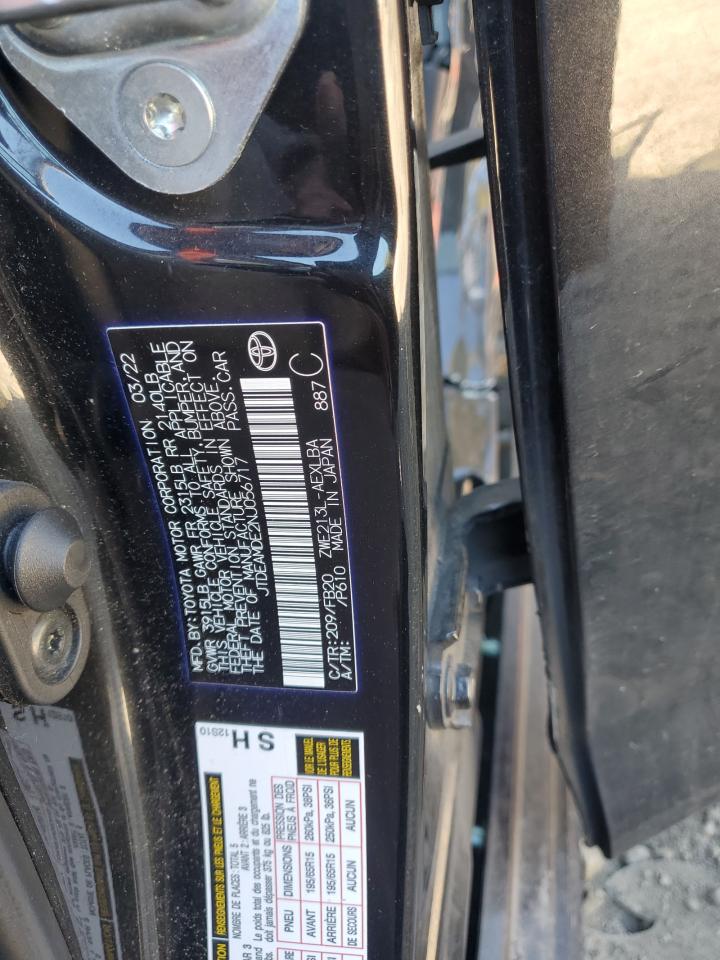 2022 TOYOTA COROLLA LE VIN:JTDEAMDE2NJ056717