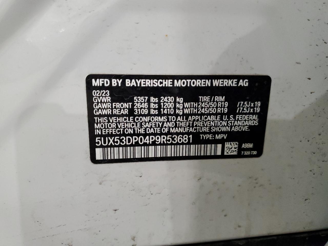 2023 BMW X3 XDRIVE30I VIN:5UX53DP04P9R53681